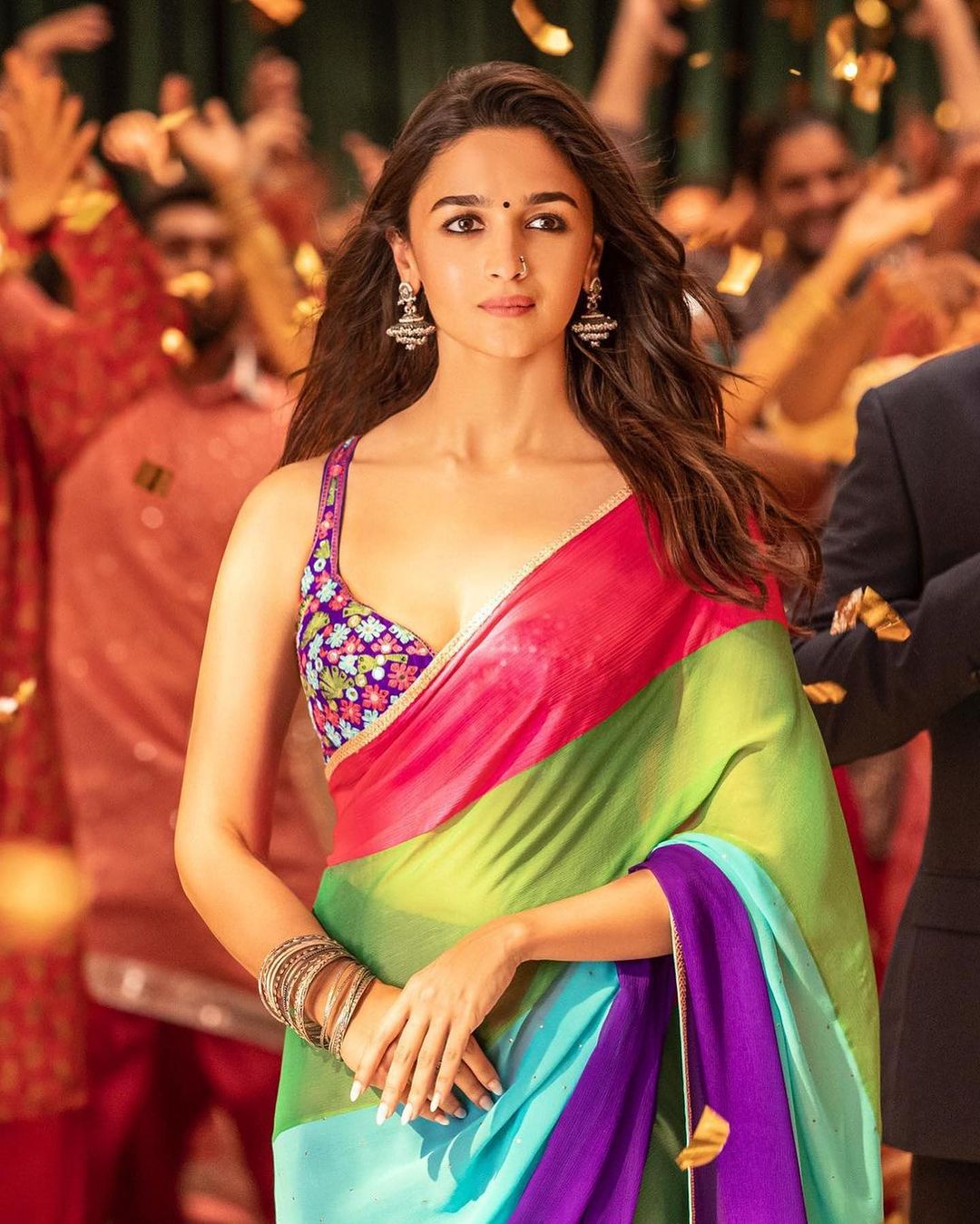 alia bhatt Multicolor georgette printed designer Bollywood saree