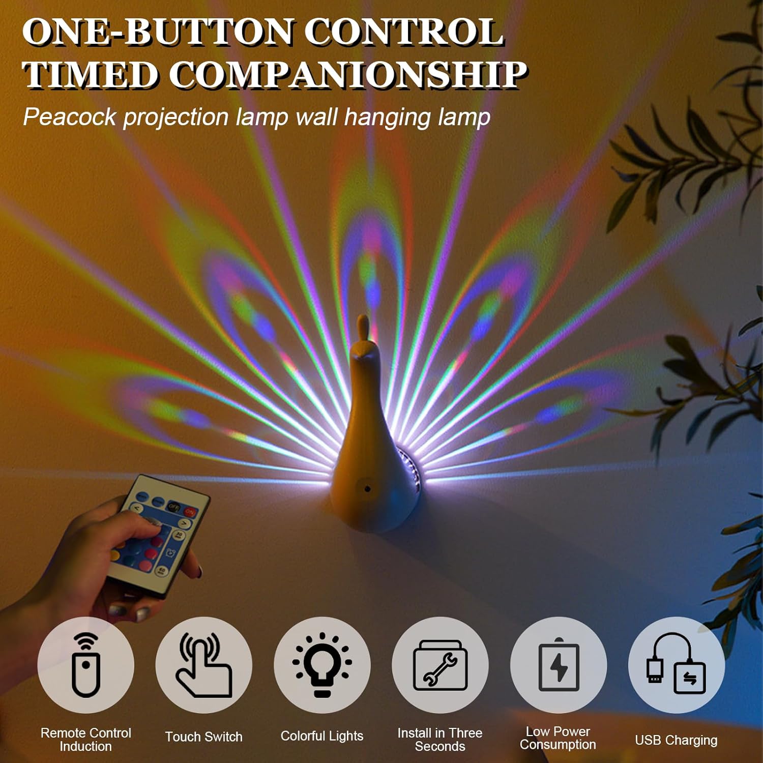 Peacock Wall Light, 7 Color