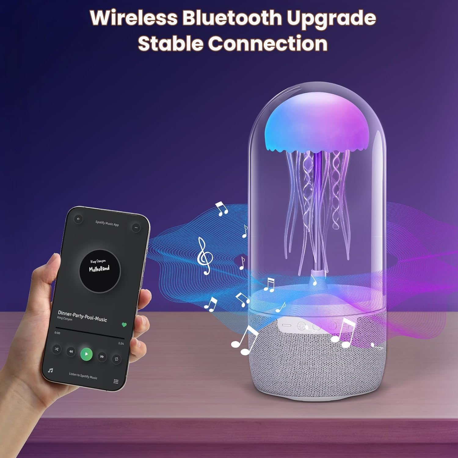 Bluetooth Speaker Dancing Jellyfish Lamp,7 Color