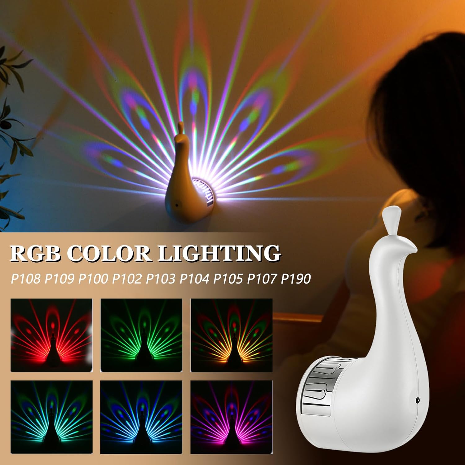 Peacock Wall Light, 7 Color