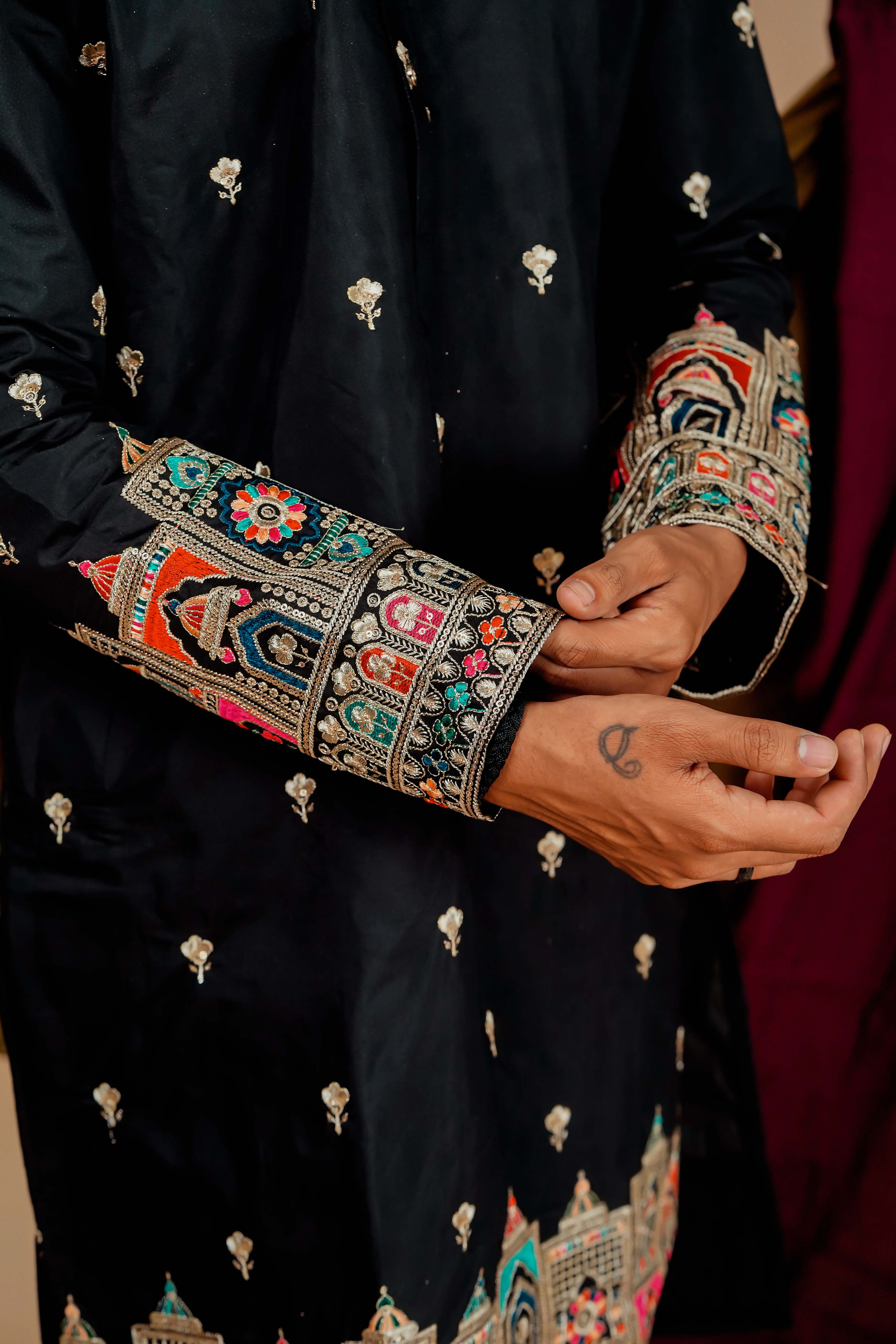 Rajmahal Embroidery designer Black Men's Kurta