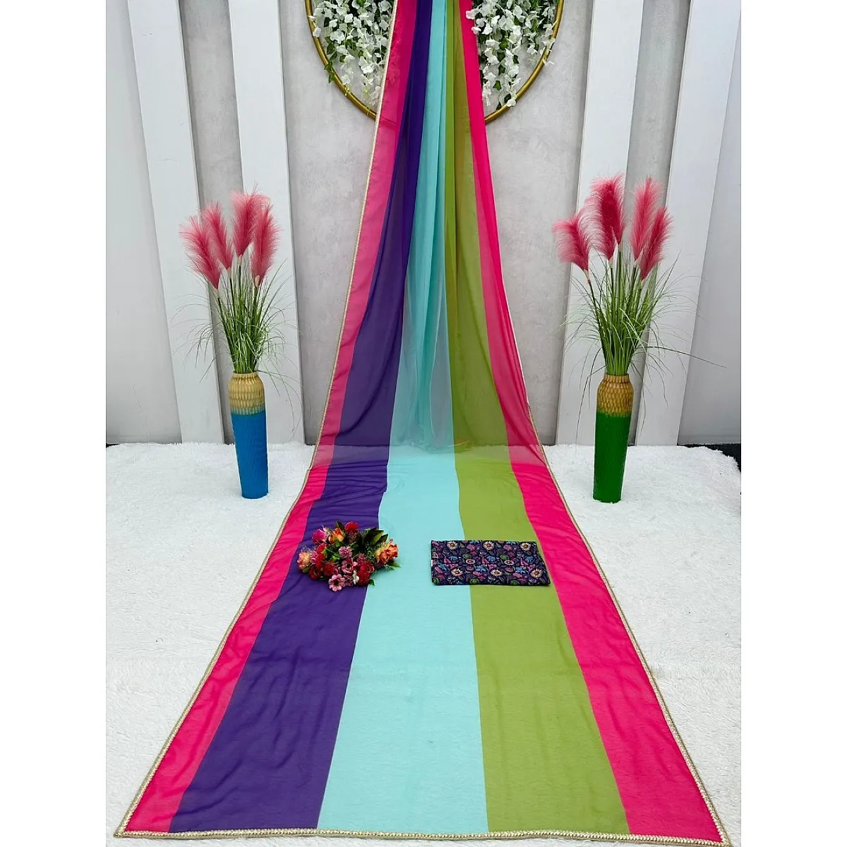 alia bhatt Multicolor georgette printed designer Bollywood saree