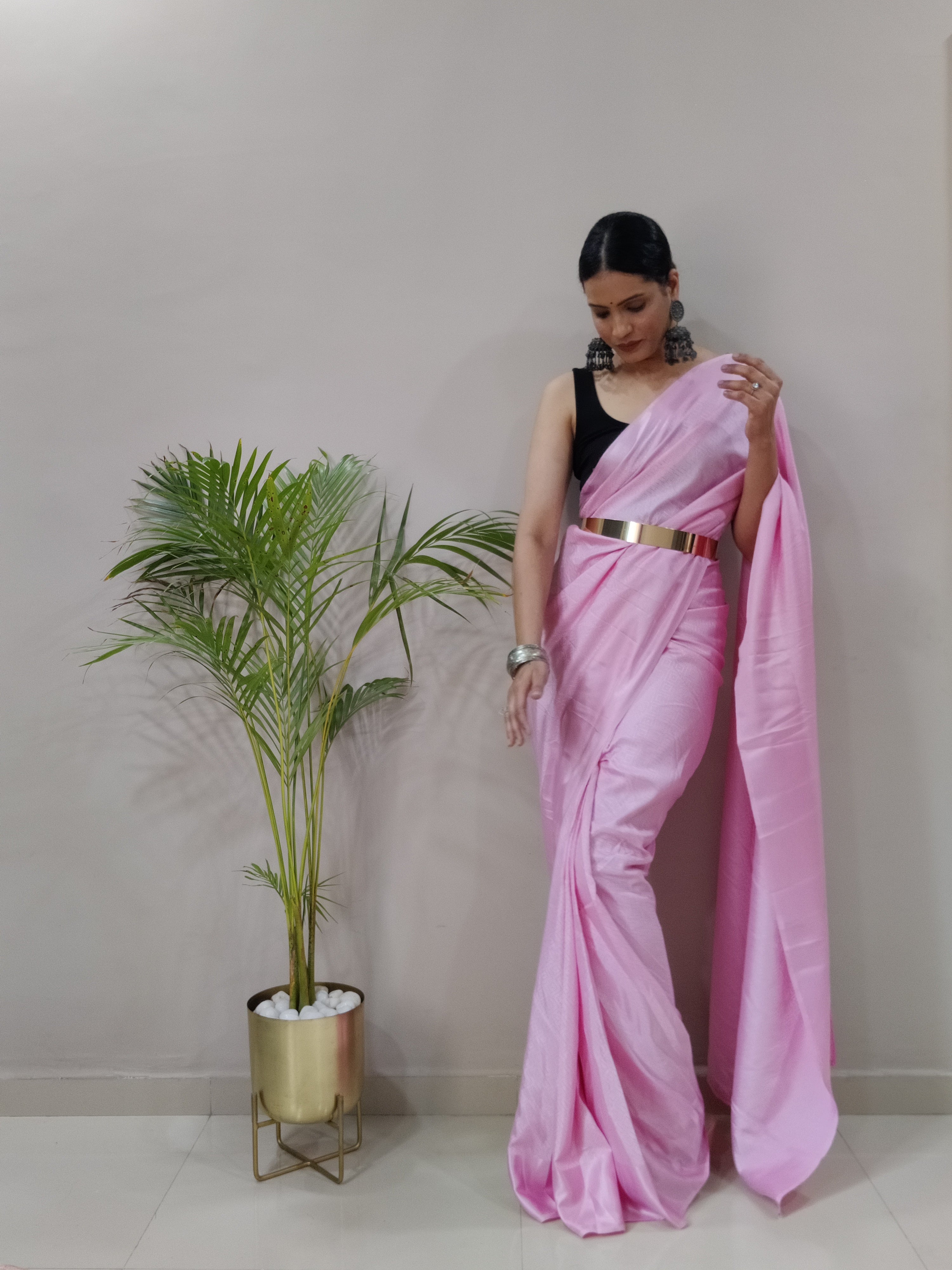 Sanghosha -PINK- bollywood style Blooming silk ready to wear Saree