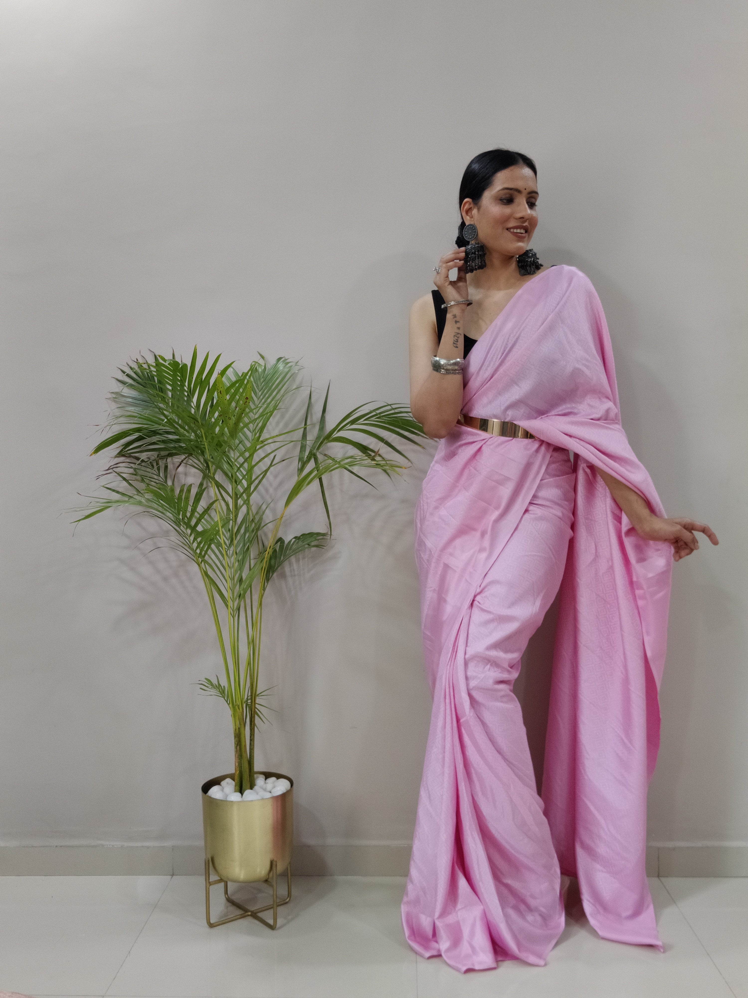 Sanghosha -PINK- bollywood style Blooming silk ready to wear Saree