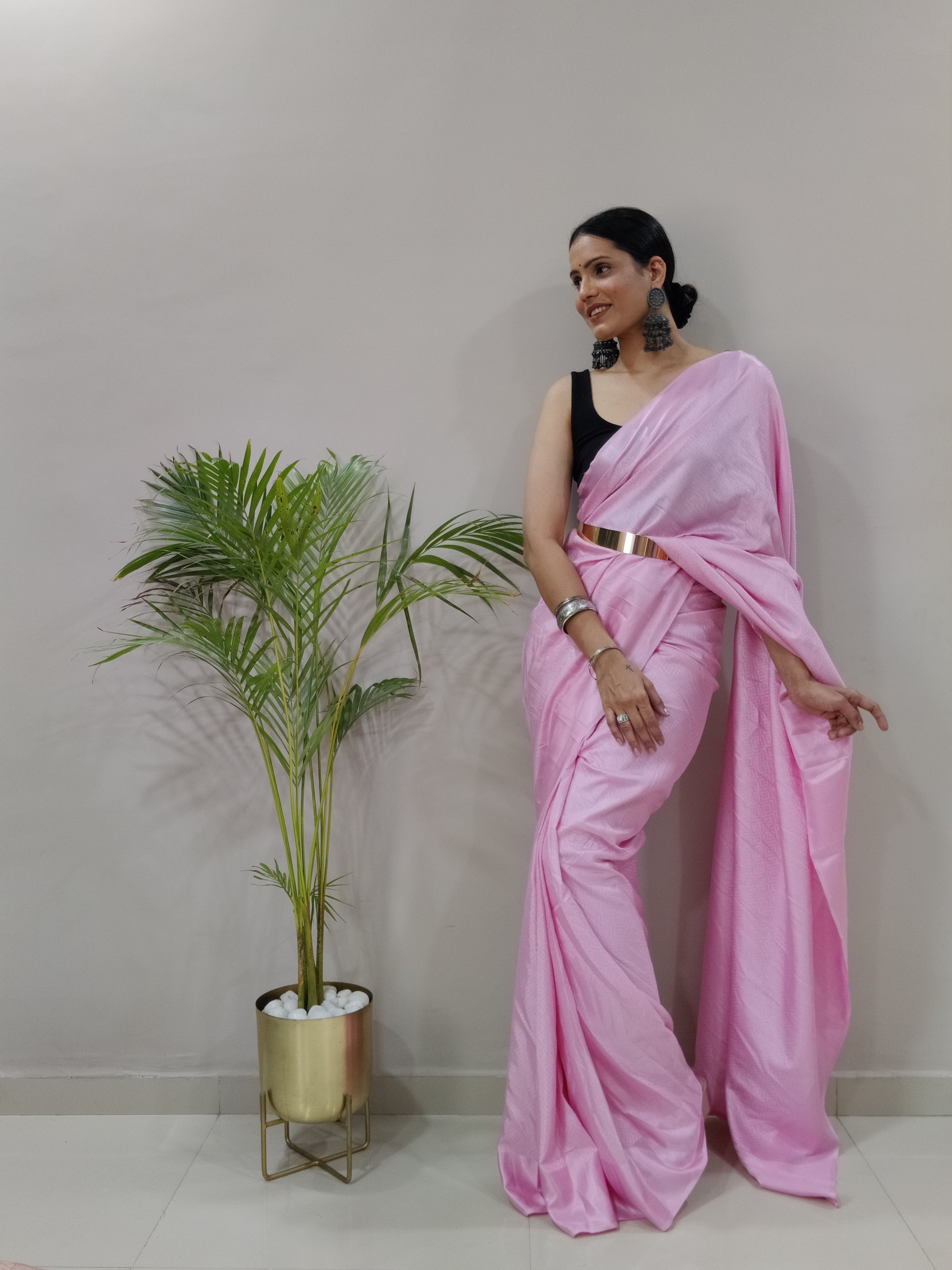 Sanghosha -PINK- bollywood style Blooming silk ready to wear Saree
