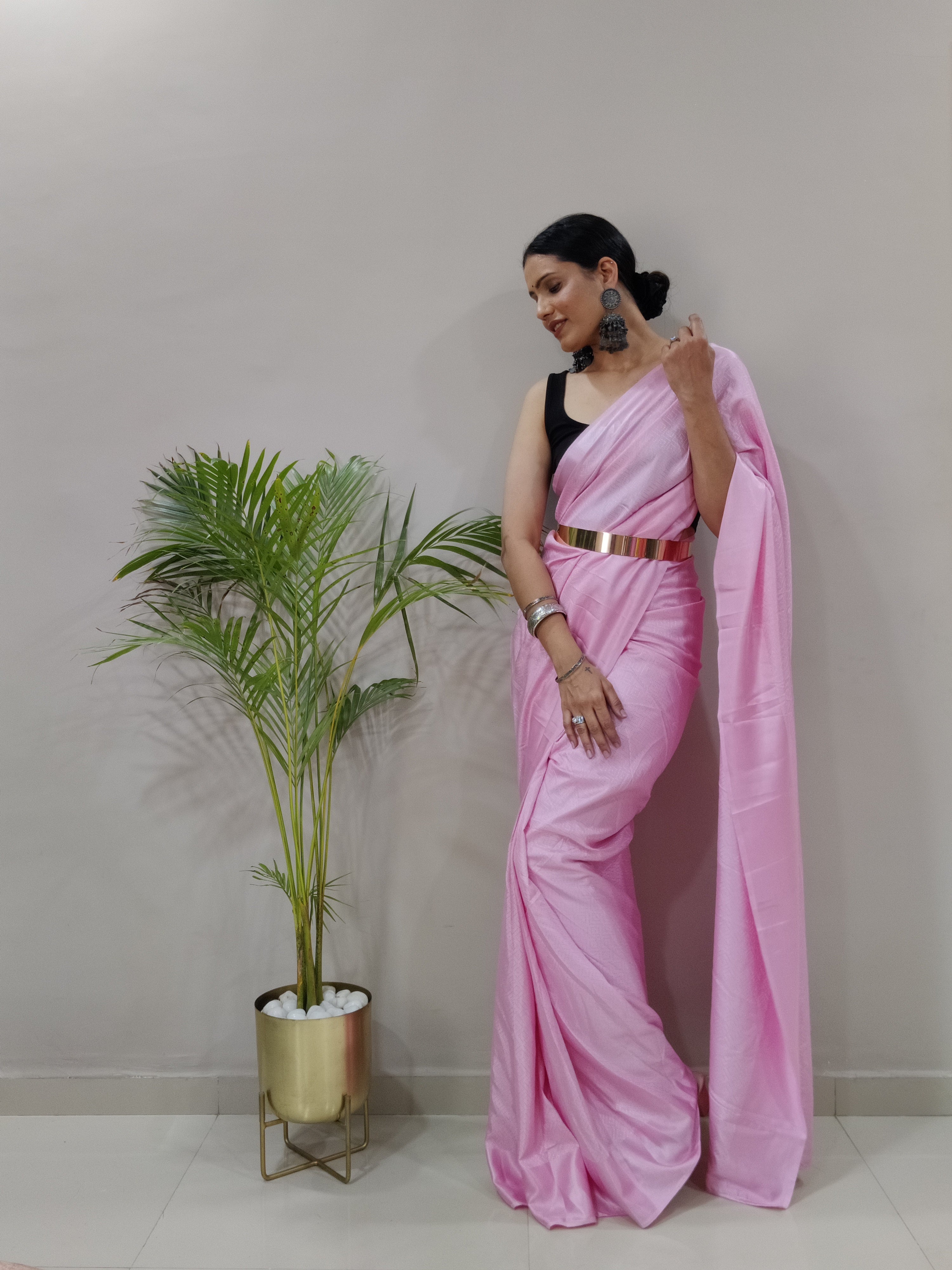 Sanghosha -PINK- bollywood style Blooming silk ready to wear Saree