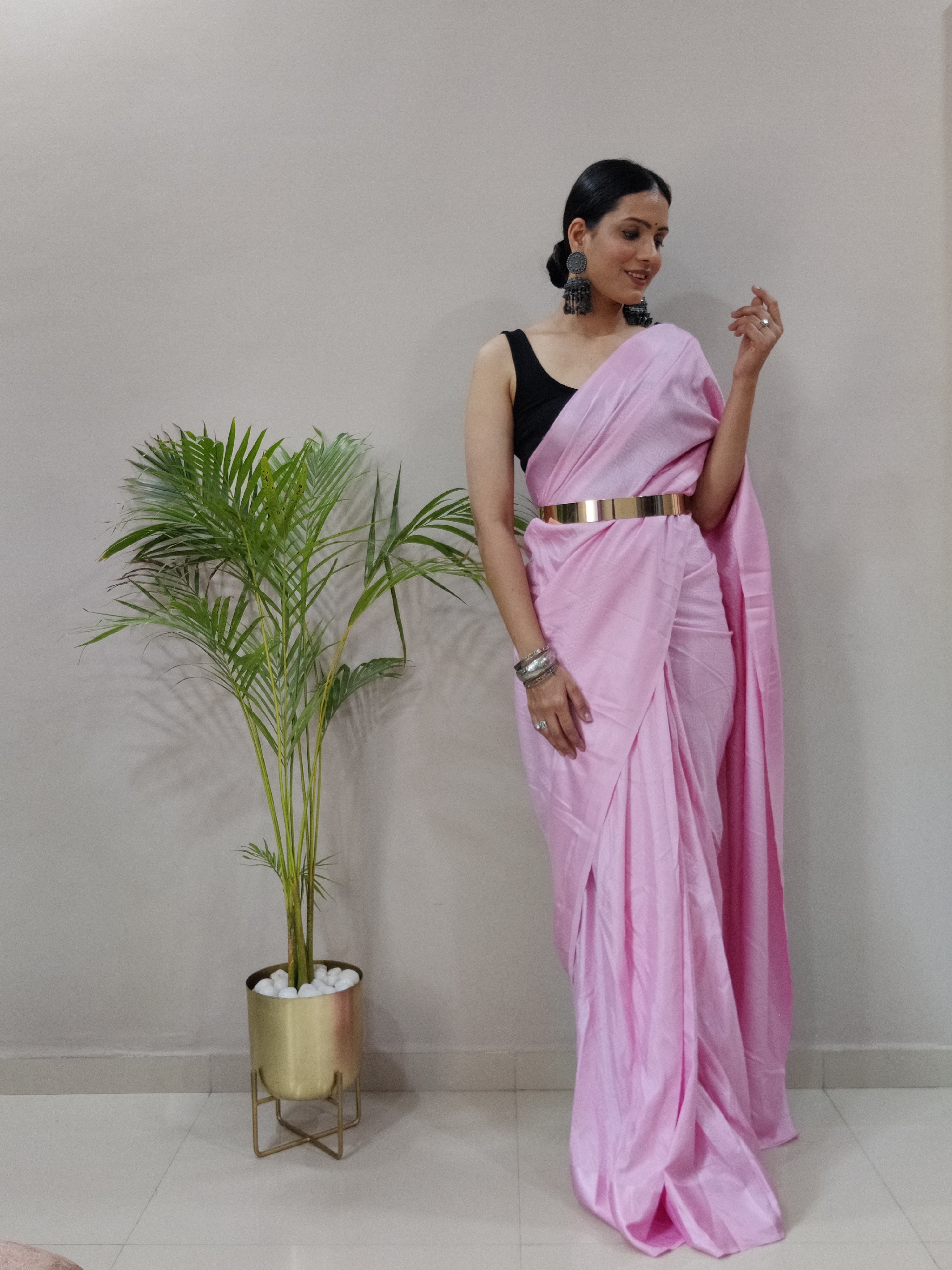 Sanghosha -PINK- bollywood style Blooming silk ready to wear Saree
