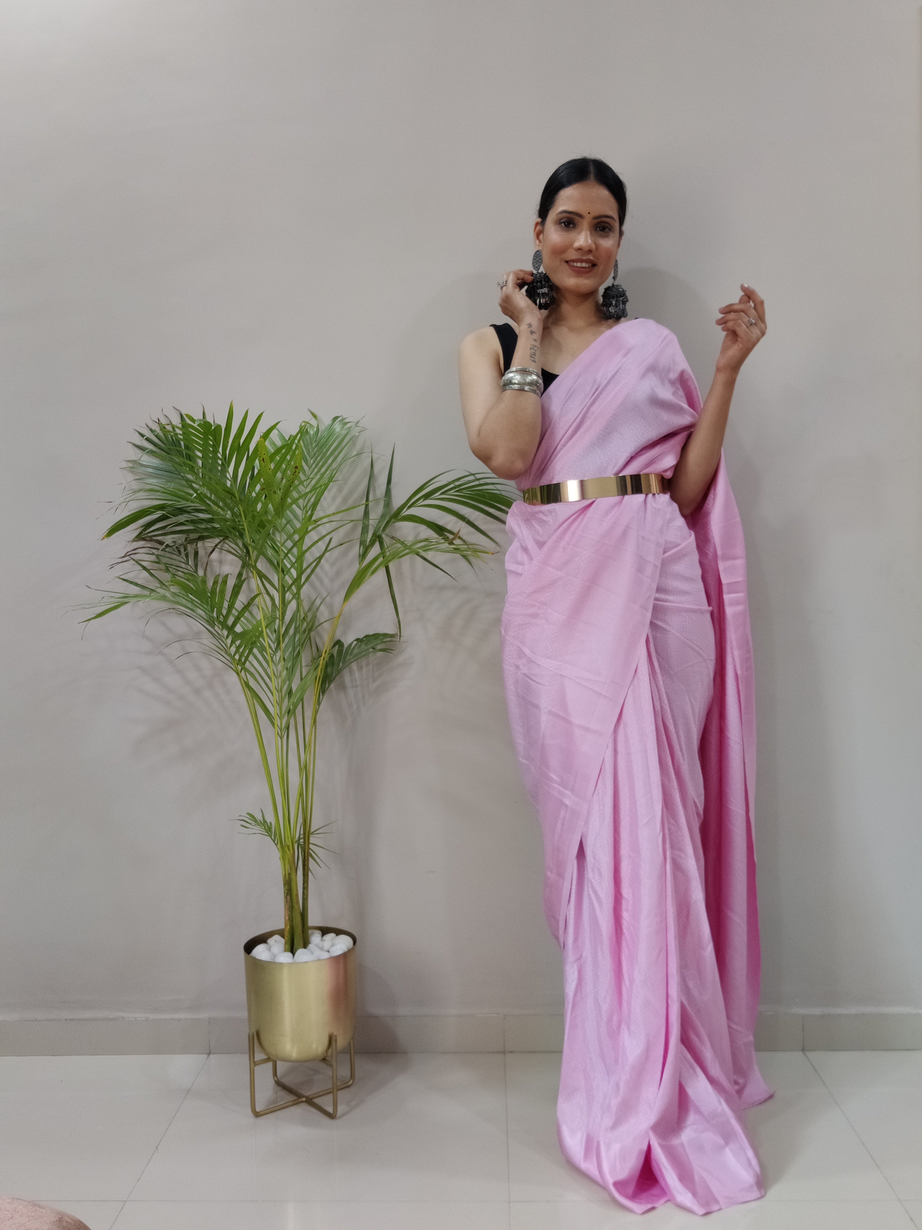 Sanghosha -PINK- bollywood style Blooming silk ready to wear Saree