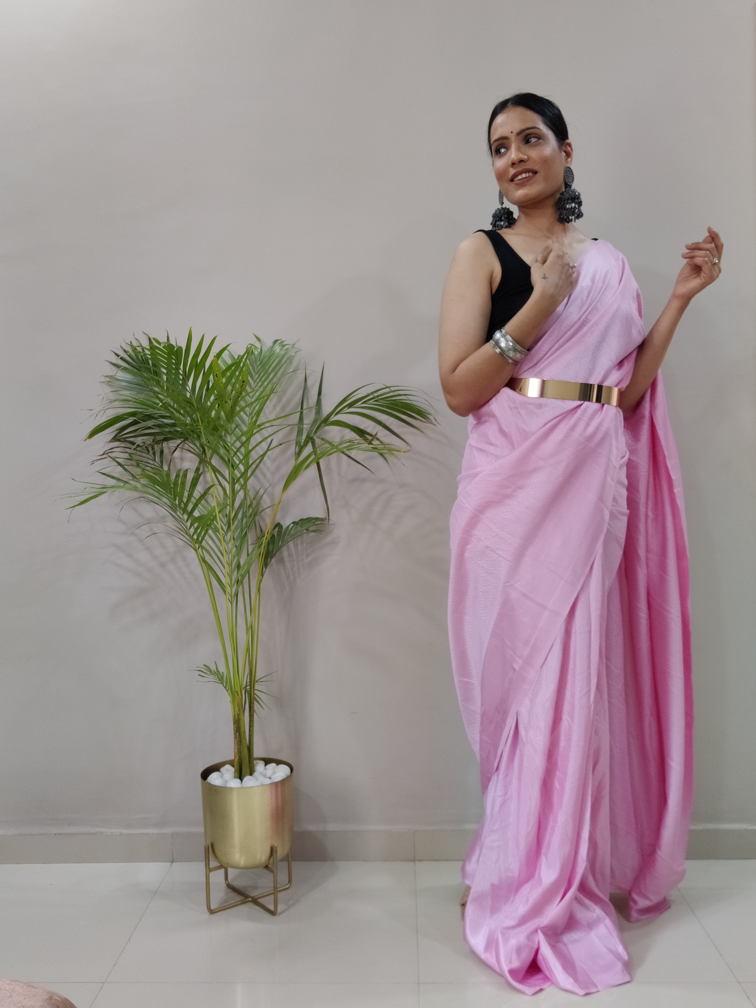 Sanghosha -PINK- bollywood style Blooming silk ready to wear Saree