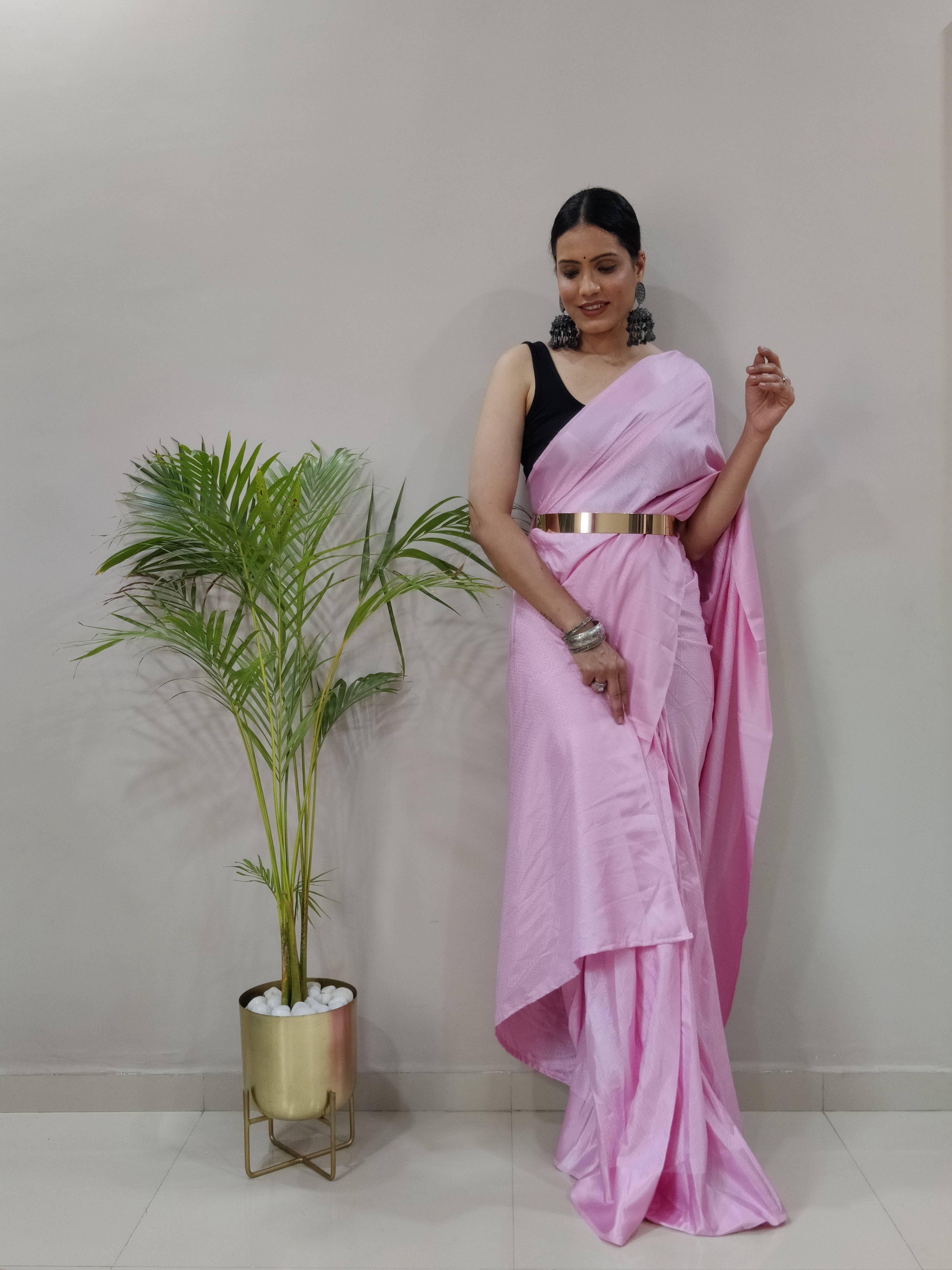 Sanghosha -PINK- bollywood style Blooming silk ready to wear Saree