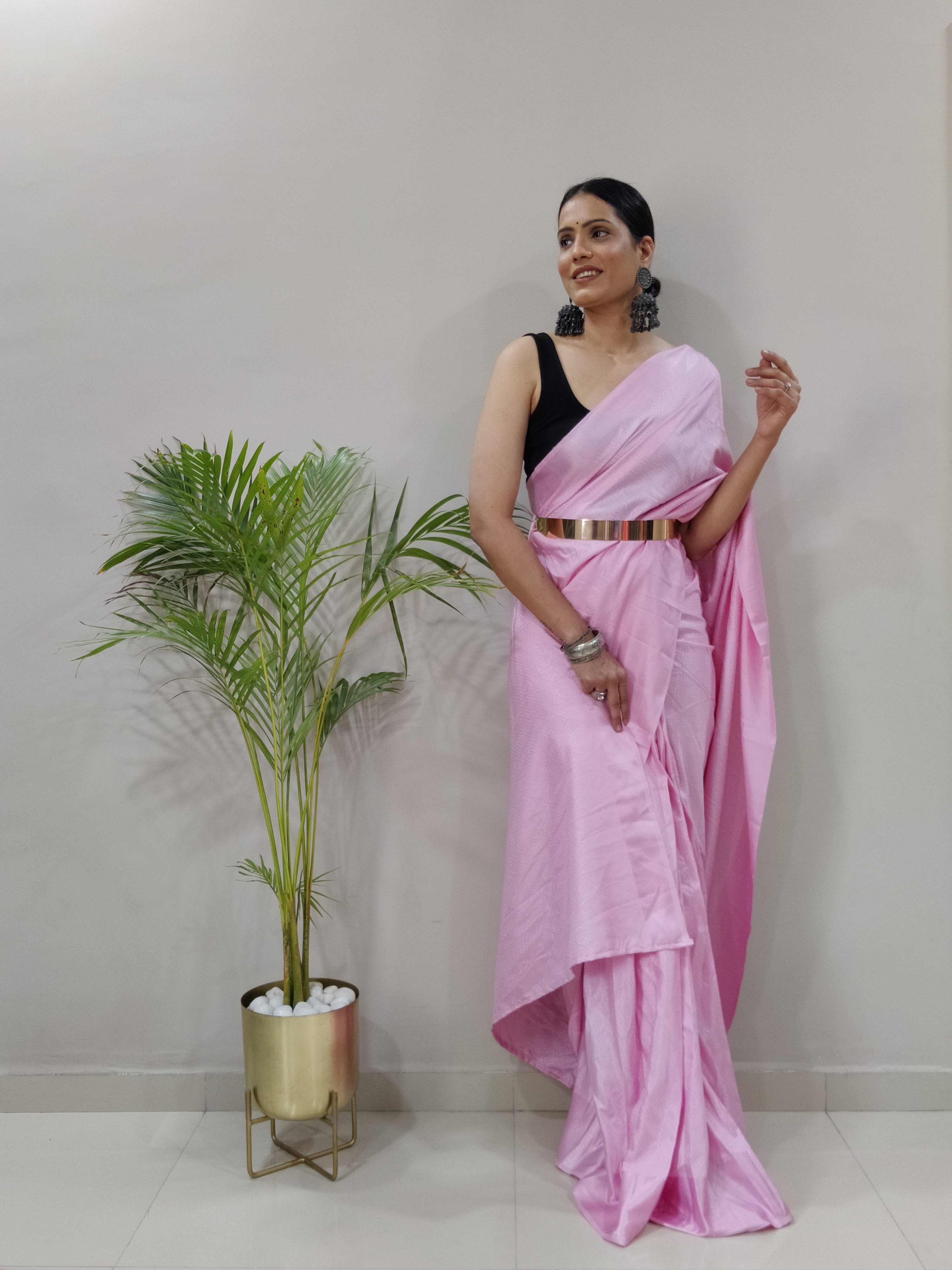 Sanghosha -PINK- bollywood style Blooming silk ready to wear Saree