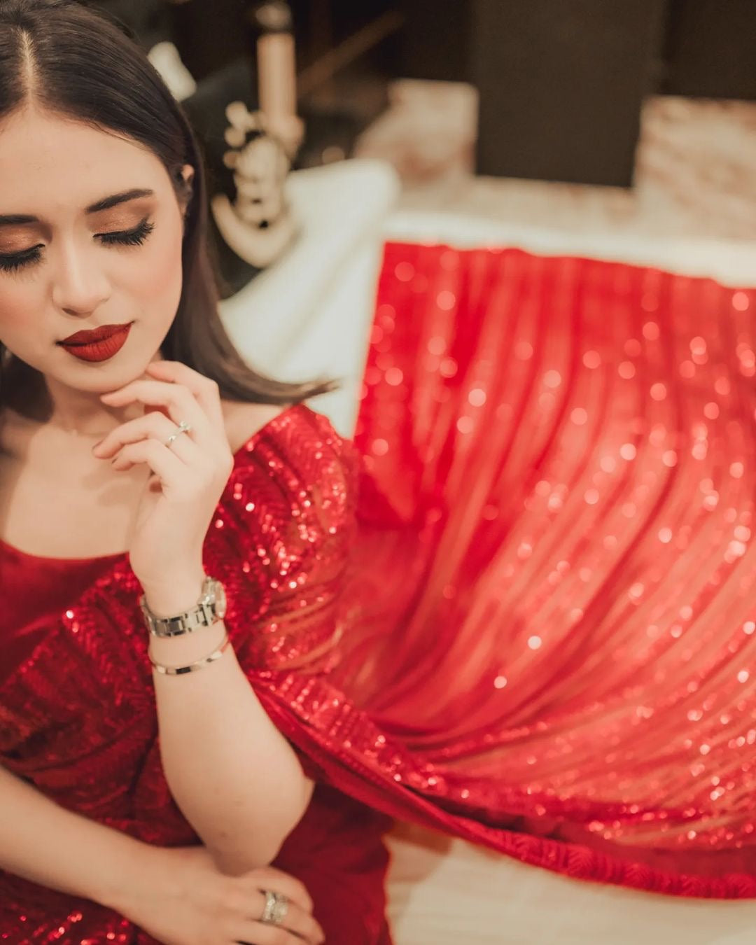 Stylist Captivating Designer Saree With Sequins Magic Radiating It's Enthralling Beauty and Enticing feel