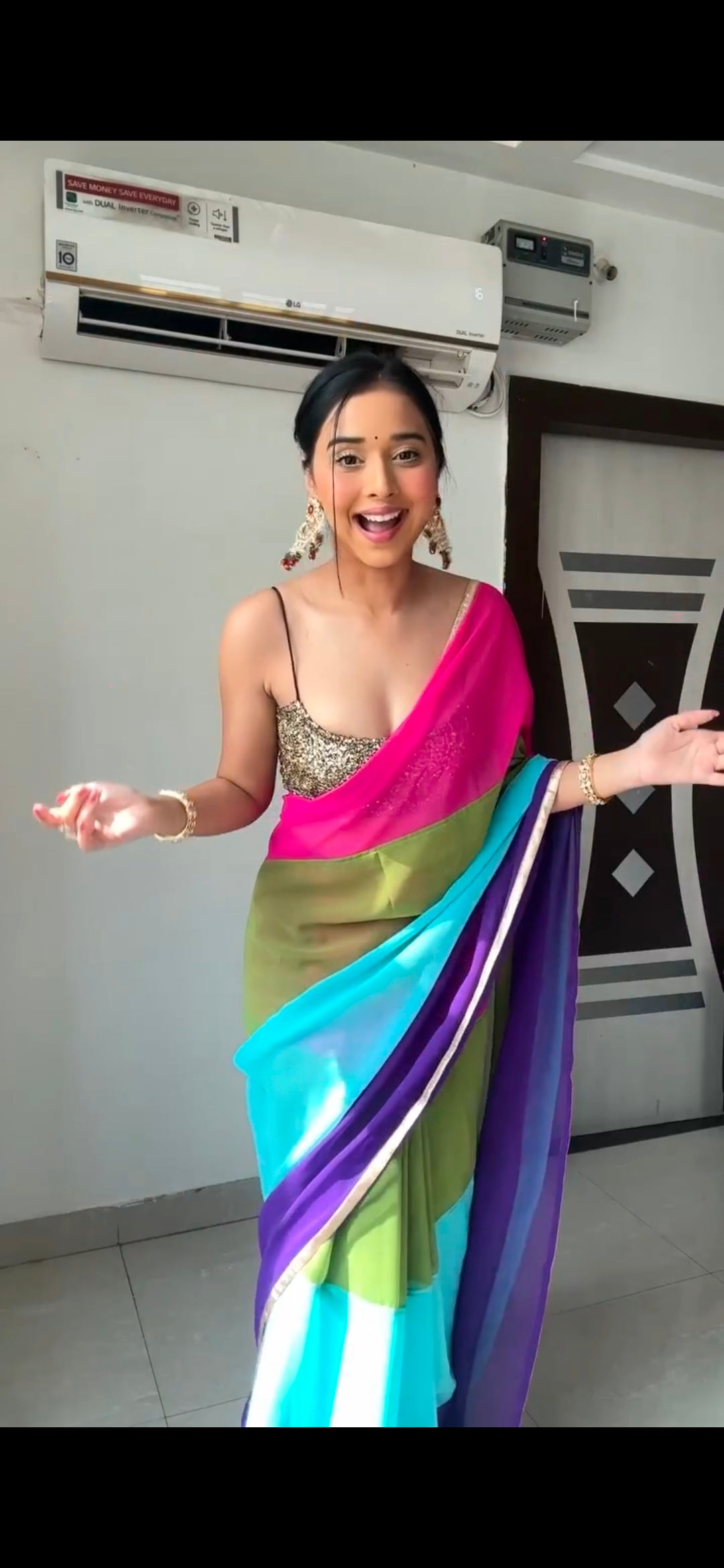 Georgette printed alia Bhatt designer Bollywood saree, Ready To Wear Wrap In One Minute Saree , Easy To Wear sari