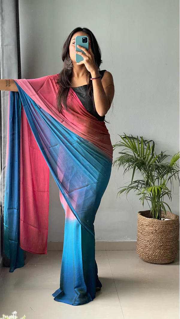 Sanghosha Cherry Hill Premium 1-Minute Ready To Wear Multicolor Georgette Saree