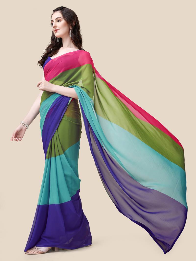 alia bhatt Multicolor georgette printed designer Bollywood saree