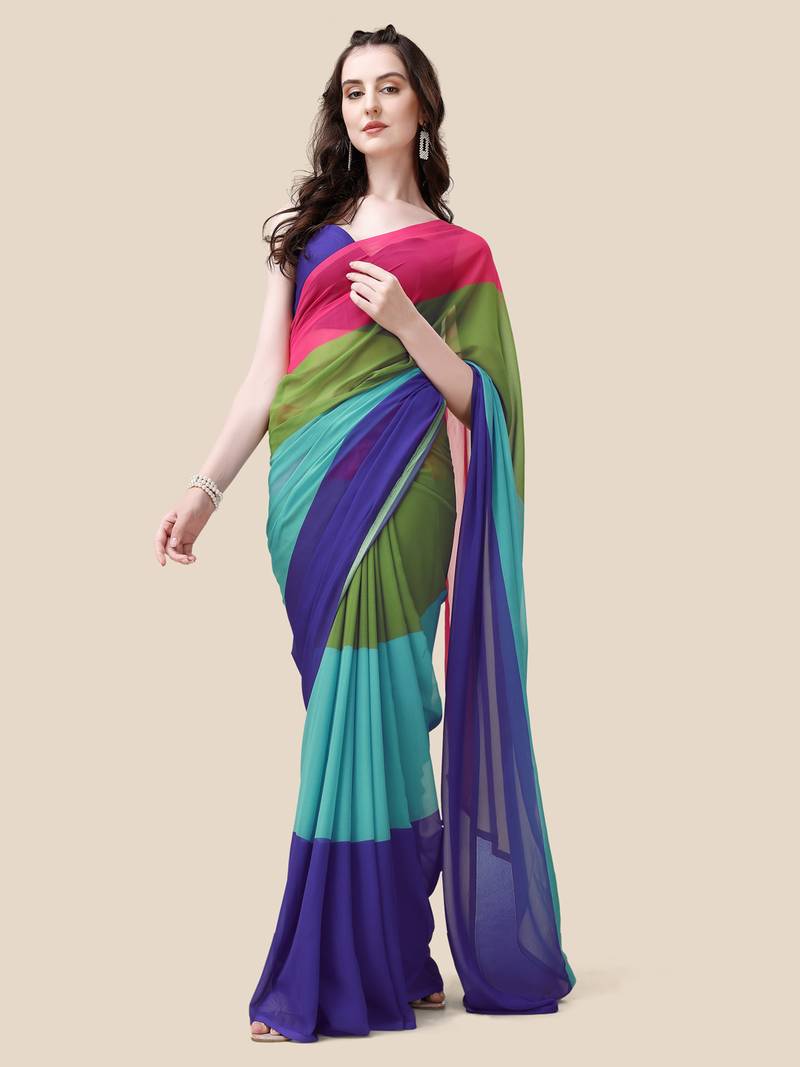 alia bhatt Multicolor georgette printed designer Bollywood saree