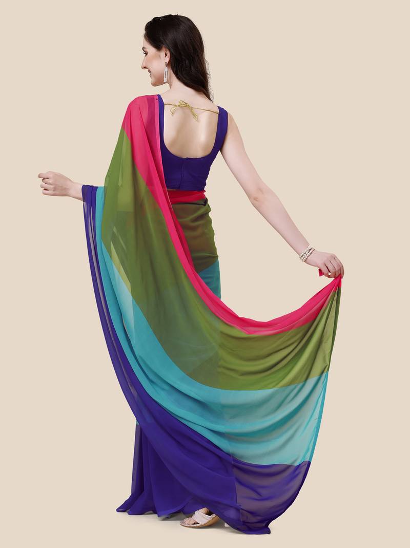 alia bhatt Multicolor georgette printed designer Bollywood saree