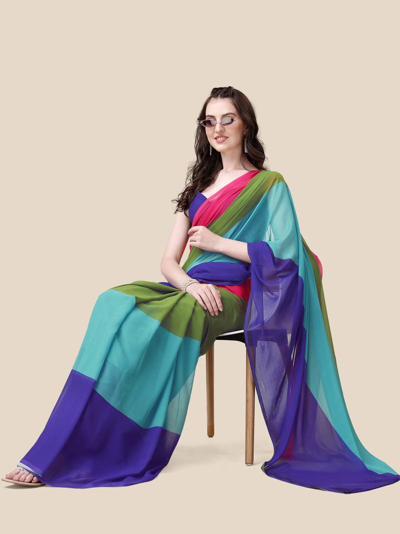alia bhatt Multicolor georgette printed designer Bollywood saree