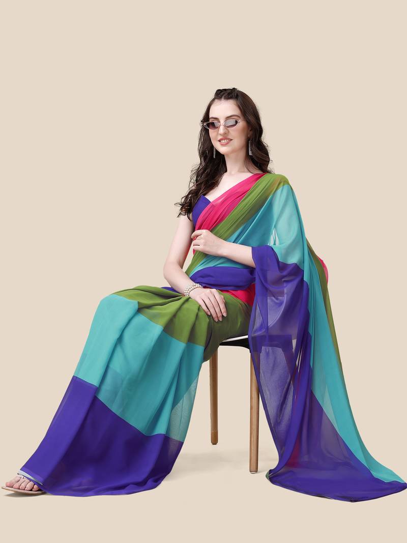 alia bhatt Multicolor georgette printed designer Bollywood saree