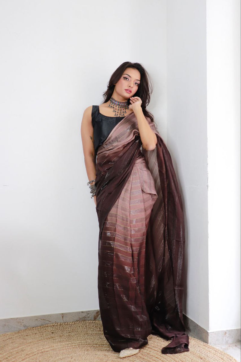 Sanghosha Burlwood Premium Georgette 1-Min Ready To Wear Saree