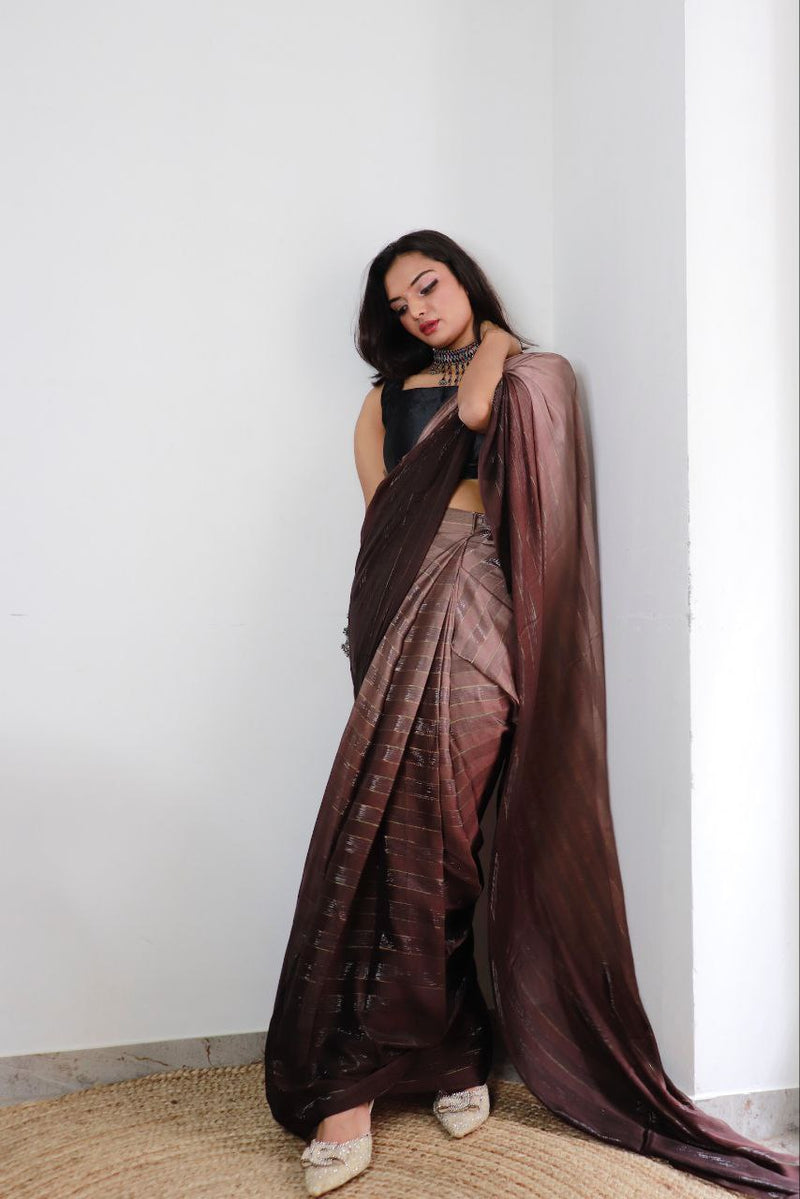 Sanghosha Burlwood Premium Georgette 1-Min Ready To Wear Saree