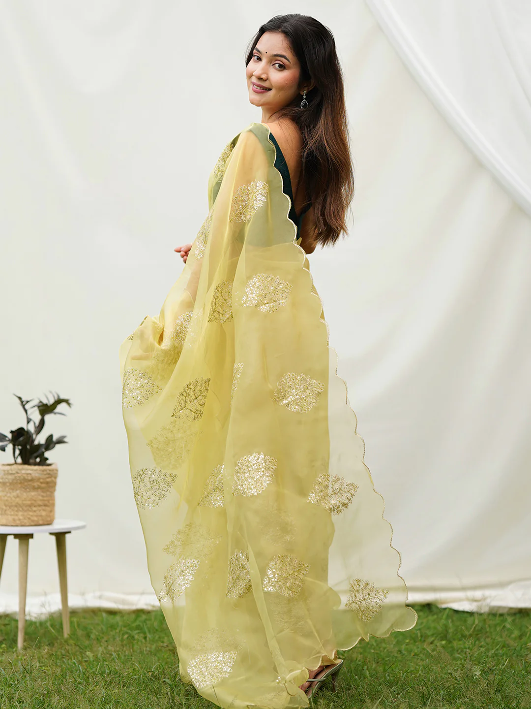 Yellow Colour Pure Soft Organza Silk Saree With Embroidery Sequence Work