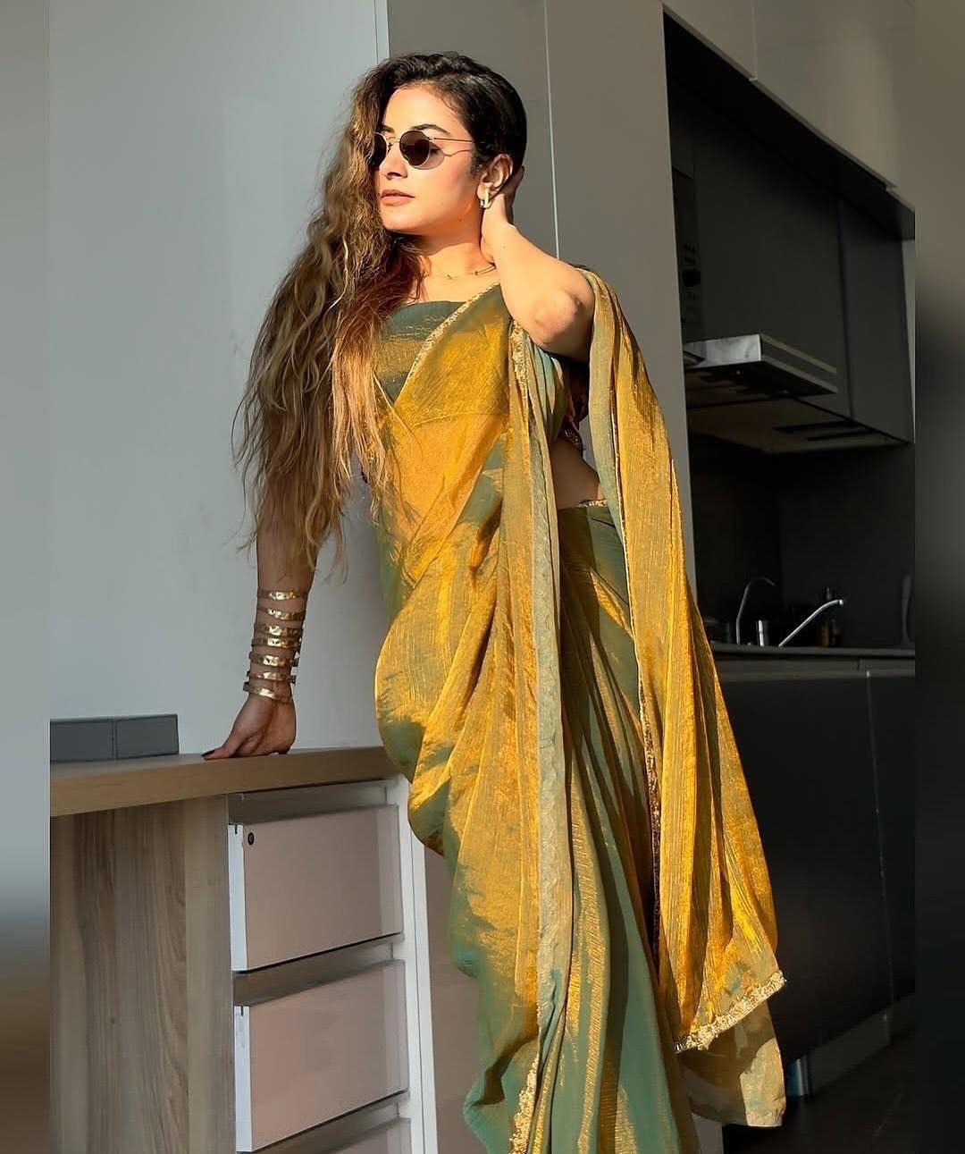 PREMIUM SOFT CHIFFON TWO TONE WITH BEADS