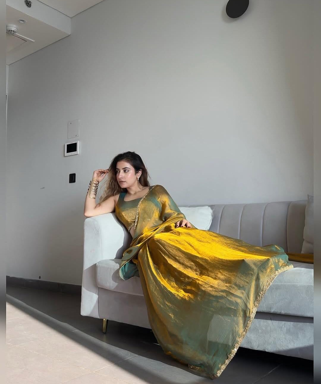 PREMIUM SOFT CHIFFON TWO TONE WITH BEADS