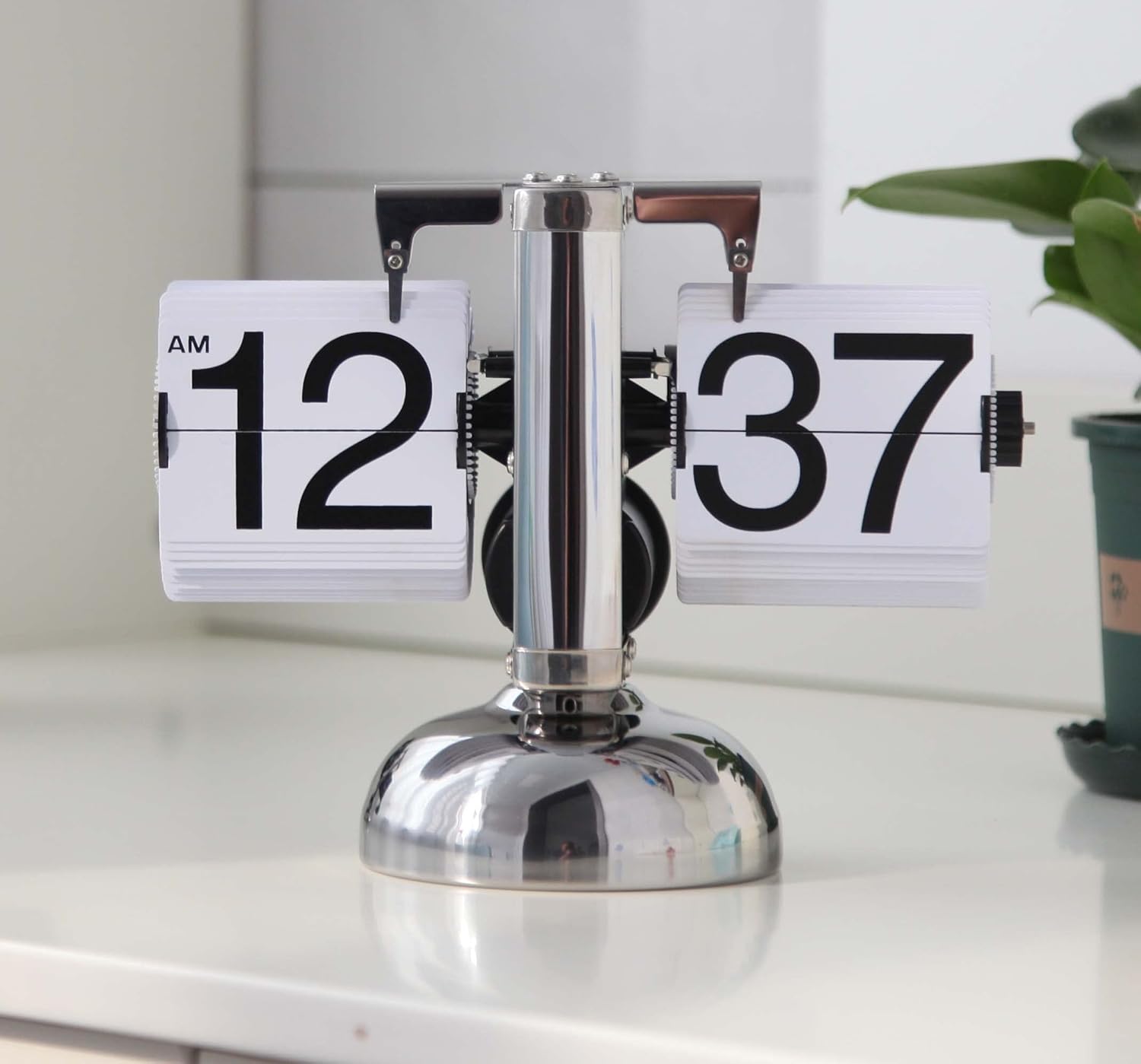 Digital Flip Desk Clock Retro Mechanical Auto Flip Down Chrome Effect