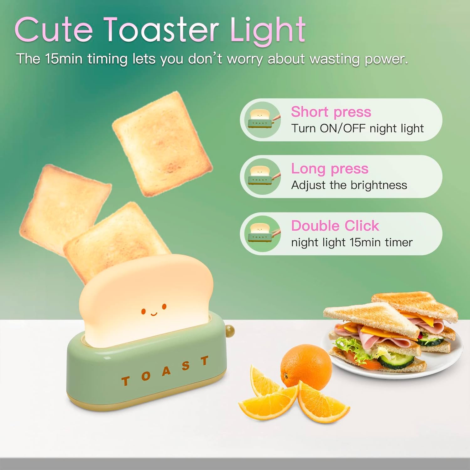 Desk Decor Cute Toast Lamp