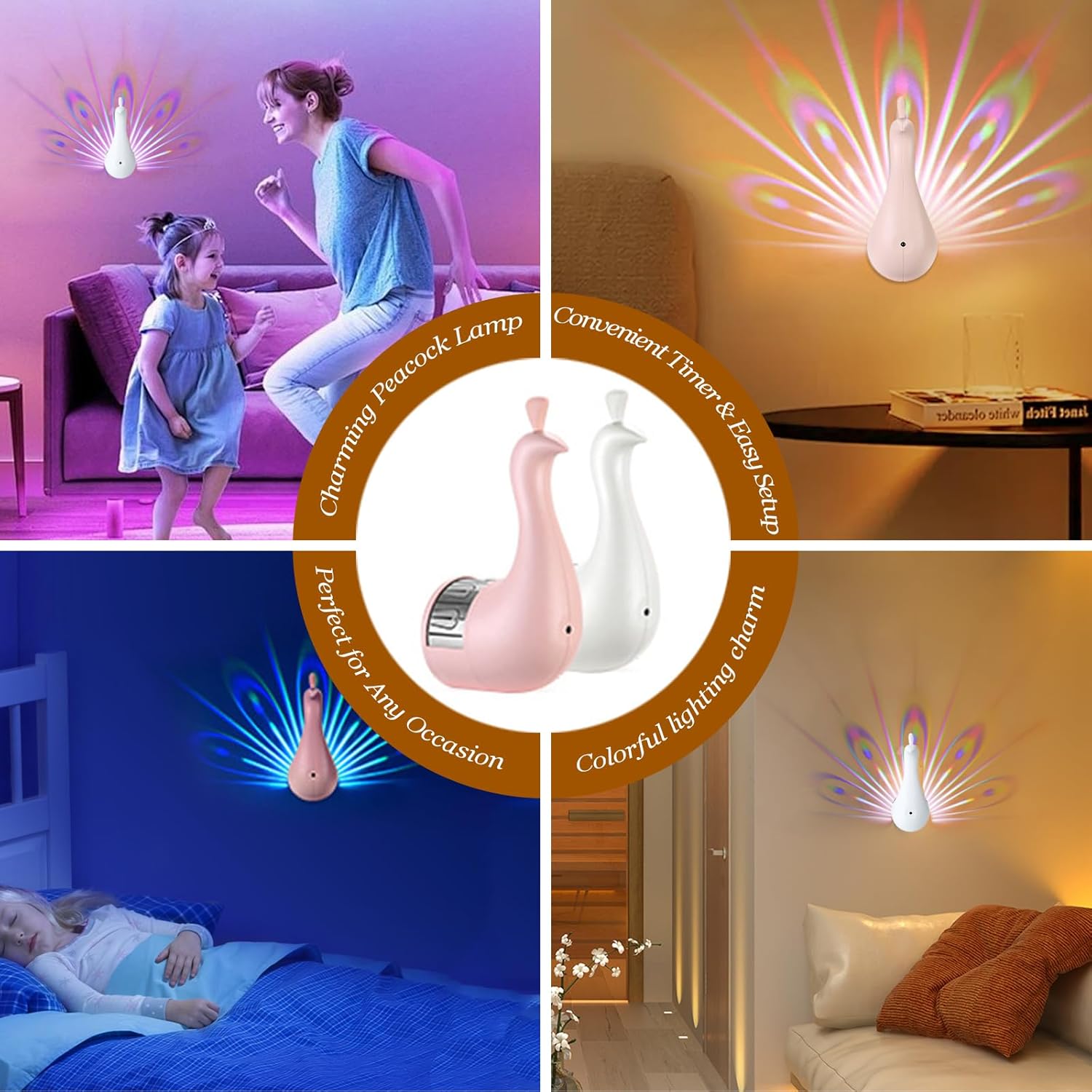 Peacock Wall Light, 7 Color