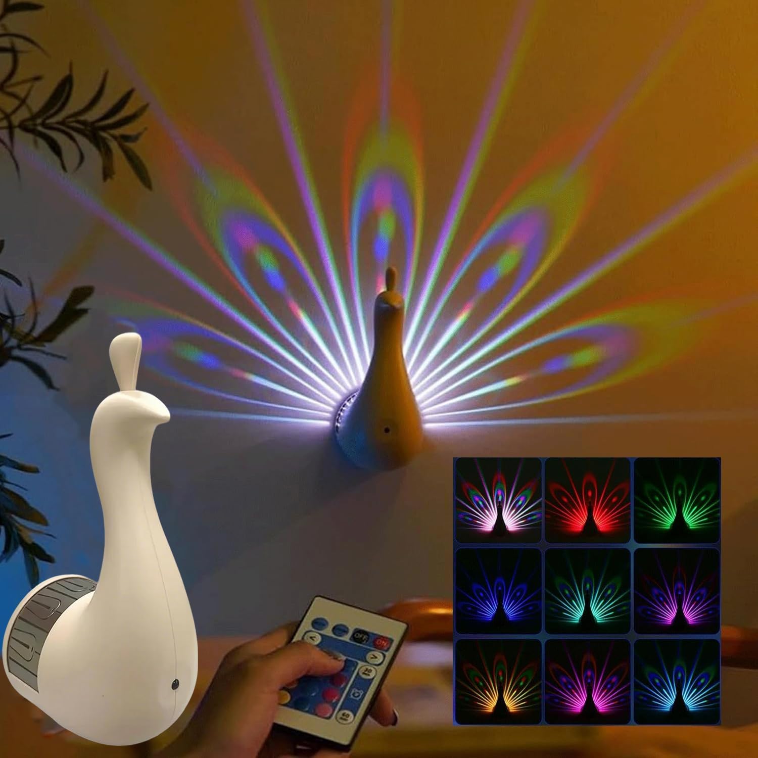 Peacock Wall Light, 7 Color